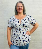 Blusa Feminina Plus Size Moda Clássica Manga Curta Estampada