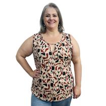 Blusa Feminina Plus Size Moda Clássica Regata Estampada
