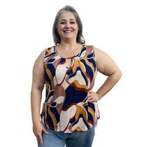 Blusa Feminina Plus Size Moda Clássica Regata Estampada