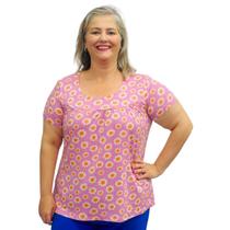 Blusa Feminina Plus Size Moda Evangélica Manga Curta Blusa Feminina Plus Size Moda Evangélica Manga Curta