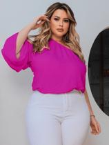 Blusa Feminina Plus Size Mula Manca Cropped Bata Ajustável Disfarça Barriga Blusa Feminina Plus Size Mula Manca Cropped Bata Ajustável Disfarça Barriga