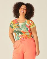 Blusa Feminina Plus Size Mullet Tropical Em Viscose Stretch