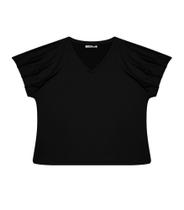 Blusa Feminina Plus Size Pregas Secret Glam Preto