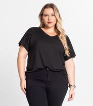 Blusa Feminina Plus Size Pregas Secret Glam Preto