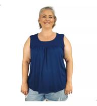 Blusa Feminina Plus Size Regata Senhora Bata Lisa