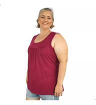 Blusa Feminina Plus Size Regata Senhora Bata Lisa