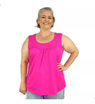 Blusa Feminina Plus Size Regata Senhora Bata Lisa