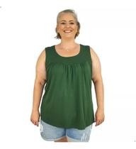 Blusa Feminina Plus Size Regata Senhora Bata Lisa