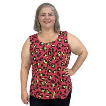 Blusa Feminina Plus Size Senhora Bata Regata Estampada