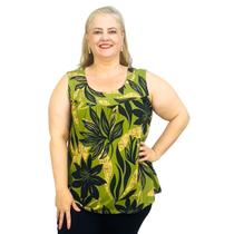 Blusa Feminina Plus Size Senhora Bata Regata Estampada