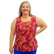 Blusa Feminina Plus Size Senhora Bata Regata Estampada - Coalizão Fashion