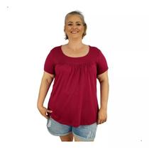 Blusa Feminina Plus Size Senhora Manga Curta Moda Evangélica