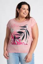 Blusa Feminina Plus Size Sublimada Frente - Cereja Rosa Blusa Feminina Plus Size Sublimada Frente - Cereja Rosa