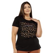 Blusa Feminina Plus Size T-shirt Estampa Onça Wonderful