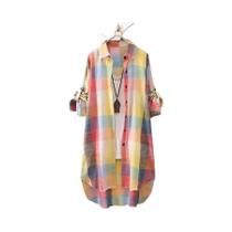 Blusa Feminina plus Size Vintage Com Listras E Xadrez, Manga Longa, Leve Para Viagem, Estilo Coreano Blusa Feminina plus Size Vintage Com Listras E Xadrez, Manga Longa, Leve Para Viagem, Estilo Coreano
