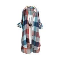 Blusa Feminina plus Size Vintage Com Listras E Xadrez, Manga Longa, Leve Para Viagem, Estilo Coreano Blusa Feminina plus Size Vintage Com Listras E Xadrez, Manga Longa, Leve Para Viagem, Estilo Coreano