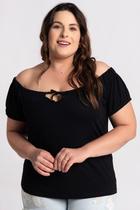 Blusa Feminina Plus Size Visco Ciganinha Detalhe Amarração - Serena