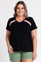 Blusa Feminina Plus Size Visco Decote "V" - Serena