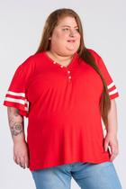 Blusa Feminina Plus Size Visco Decote "Y" Detalhe Mangas e Botão Decote - Serena Blusa Feminina Plus Size Visco Decote "Y" Detalhe Mangas e Botão Decote - Serena