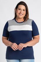 Blusa Feminina Plus Size Visco Tricolor - Serena