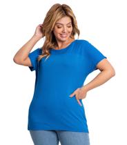 Blusa Feminina Plus Size Visco Tricot Secret Glam Azul - Rovitex Plus Size