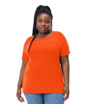 Blusa Feminina Plus Size Visco Tricot Secret Glam Laranja