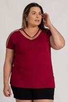 Blusa Feminina Plus Size Visco Tule Decote Mangas - Serena Blusa Feminina Plus Size Visco Tule Decote Mangas - Serena