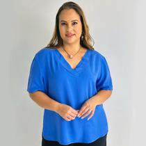 Blusa Feminina, Plus Size, Viscose, Decote Em V, Tams. 46 Blusa Feminina, Plus Size, Viscose, Decote Em V, Tams. 46