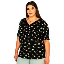 Blusa Feminina, Plus Size, Viscose, Manga Curta, Tam.52 Blusa Feminina, Plus Size, Viscose, Manga Curta, Tam.52