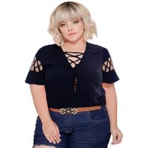 Blusa Feminina Plus Size, Viscose, Preto - Manifesto Jeans