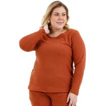 Blusa Feminina Plush Flanelado Soft Básic Moda Inverno Plus Size 20424A