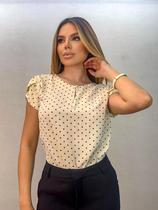 Blusa Feminina Poá Gola com Botão Exclusiva Luxo Blusa Feminina Poá Gola com Botão Exclusiva Luxo