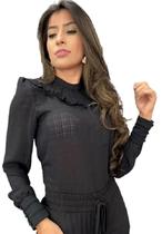 Blusa Feminina Preta Gola Babado