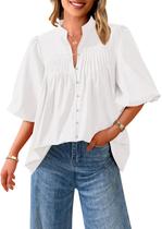 Blusa feminina PRETTYGARDEN 2025 de manga curta branca