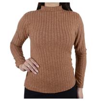Blusa Feminina Real Malhas ML Canelada Marrom - 430515
