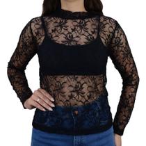 Blusa Feminina Real Malhas ML Renda Preto - 430544