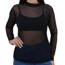 Blusa Feminina Real Malhas ML Tule Preto - 430536