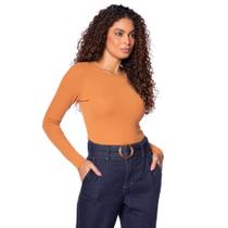 Blusa Feminina Rechsul Básica Canelada Manga Longa Caramelo Blusa Feminina Rechsul Básica Canelada Manga Longa Caramelo