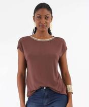 Blusa Feminina Recorte Manga Curta Marisa Marrom-22063