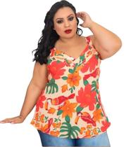 Blusa feminina regata alça larga crepinho plus-size infinito