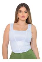 Blusa feminina regata cirre imitando corselete