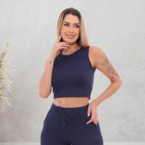 Blusa Feminina Regata Cropped Canelado Básico Verão Top