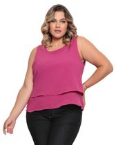 Blusa Feminina Regata Duna Com Camadas - Z0005 PLUS