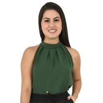 Blusa Feminina Regata Social Gola Alta Amarrar Confortável Tecito dunas