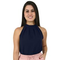 Blusa Feminina Regata Social Gola Alta Amarrar Confortável Tecito dunas