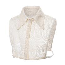 Blusa feminina removível com bordado de renda vintage com gola falsa
