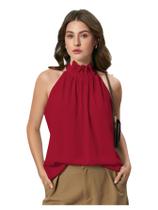 Blusa feminina RoseSeek, frente única, sem mangas, vermelha profunda, XXL