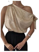 Blusa feminina RoseSeek sem mangas, sem mangas, dourada Blusa feminina RoseSeek sem mangas, sem mangas, dourada