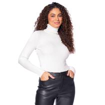 Blusa Feminina Sea Surf Gola Alta Malha Canelada Branco