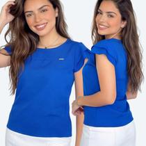 Blusa Feminina Sedinha Premium Soltinha Manga Curta Social Elegante P ao G1
